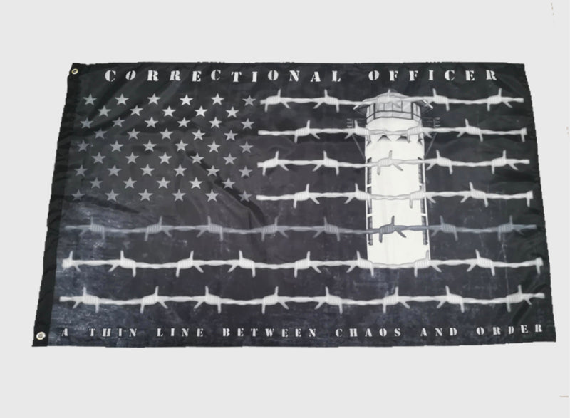 Correctional Officer Thin Gray Line Barbed Wire Flag-Guard Tower.