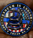 Solid Wood Enough is Enough Thin Blue Line/American Flag Plaque.