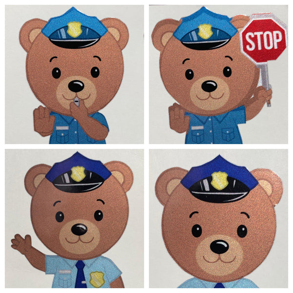 Police Officer Bear Cub Stickers.