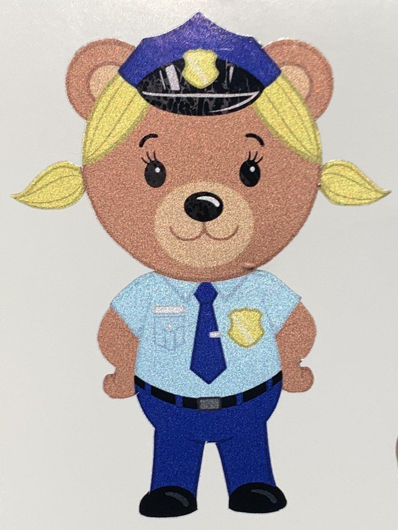 Police Officer Bear Girl Cub Stickers.