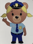 Police Officer Bear Girl Cub Stickers.