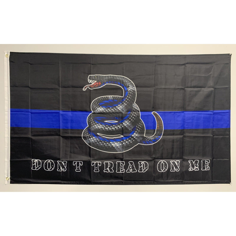 Thin Blue Line Gadsden Flag-Black Flag with Blue Stripe.