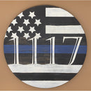 Wooden Thin Blue Line Flag-Your Badge Number.