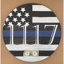 Wooden Thin Blue Line Flag-Your Badge Number.